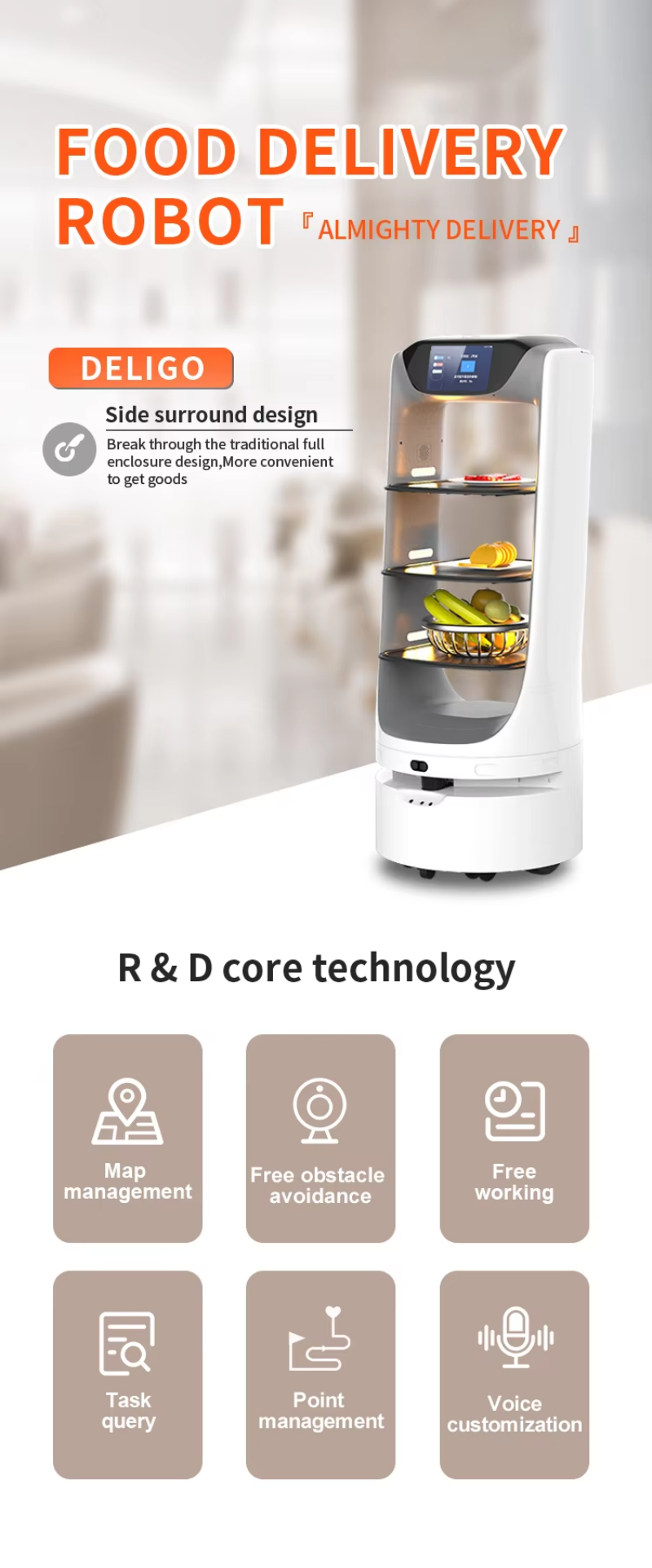 Restaurant delivery robot